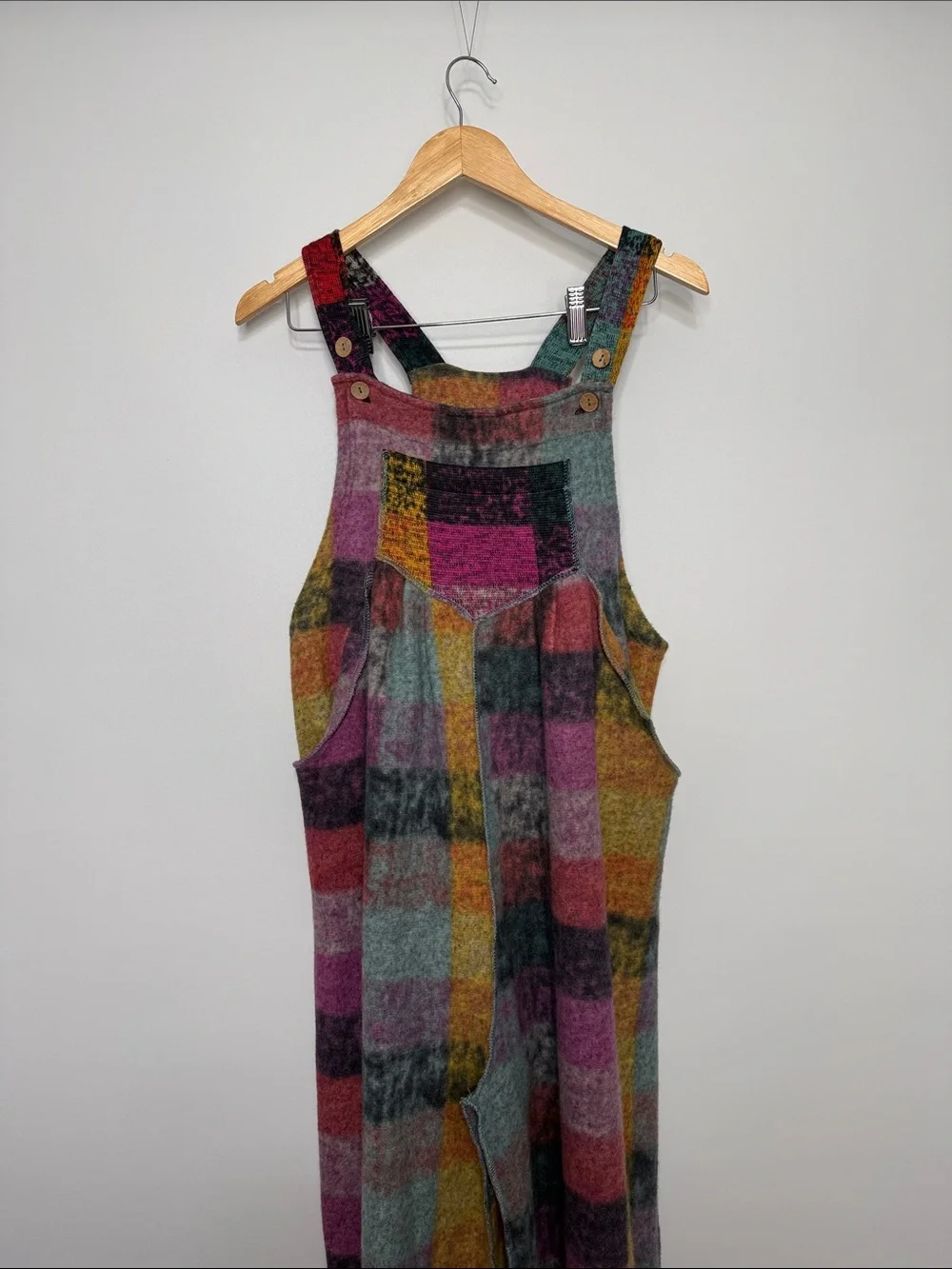 NWT BiBi Plaid Checker Knit Overalls Size Medium